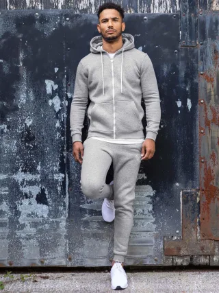 Enzo | Herren Zip Up Hoodie Trainingsanzug Set - Grau