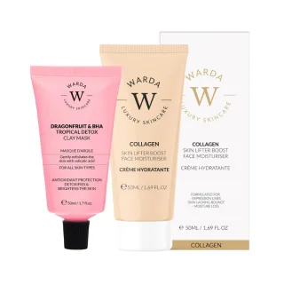 HAUTSTRAFFENDER KOLLAGENFEUCHTIGKEITSCREME 50ml + DRAGONFRUCHT & BHA TROPISCHES DETOX-LEHM MASK 50ml