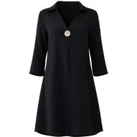 WENOR Tunikakleid Damen Musselin Bluse Sommerkleid V-Ausschnitt