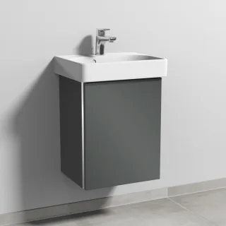 Sanipa 3way Waschtischunterbau zu Geberit Smyle Square Waschtisch mit 1 Tür, Anthrazit-Glanz BS66979