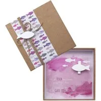 ZauberDeko Geschenkbox Geldgeschenk Verpackung Mauve Lila Fisch Weiß Kommunion Konfirmation