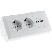 ChiliTec USB-Verteiler CHILITEC Steckdosenblock 23650, 2-fach, 2x USB-A, 16A/250V, weiß