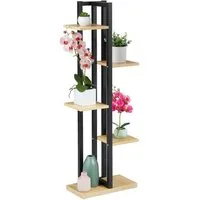 relaxdays Blumenständer Pflanzenregal mit 5 Ablagen (5 St), hellbraun