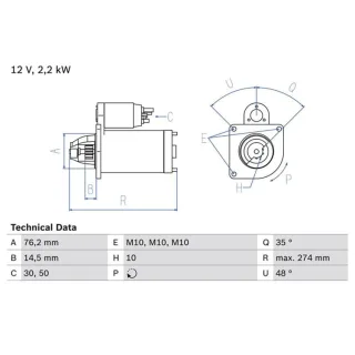 Bosch Anlasser 2,2 kW Ford Courier Escort Fiesta Mondeo Orion 1,8