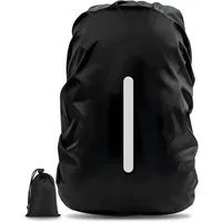 AVANA Rucksack-Regenschutz Rucksacküberzug mit Reflexstreifen (10-70L) Regenhülle Schulranzen, wasserdicht, reflektierendes Cover, Schwarz