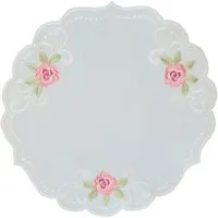 matches21 HOME & HOBBY Tischdecke Tischdeckchen MARGIT rund Stickerei Rosenmotiv Polyester Ø 30 cm (1-tlg), Pflegeleicht & waschbar bei 30 °C