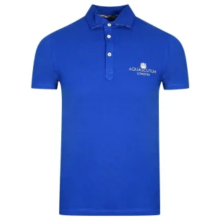 Aquascutum London Bold Logo Blaues Poloshirt