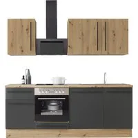 KOCHSTATION Küchenzeile Florida mit 38mm starker Arbeitsplatte, Breite 220 cm, wahlweise mit E-Geräten, Soft-Close-Funktion