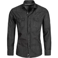 Rock Creek Jeanshemd Herren Jeanshemd Dunkelgrau H-198