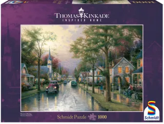 Schmidt Puzzle 58441 - Thomas Kinkade: Morgen in der kleinen Stadt [1.000 Teile]