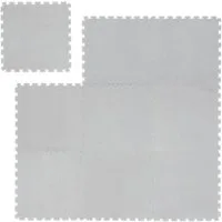 relaxdays Bodenschutzmatte Flauschiger Puzzleteppich im 9er Set, 9-St., grau