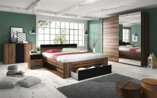 Schlafzimmer Set 5 tlg ASKJA inkl.Doppelbett 160cm und Schrank 200cm