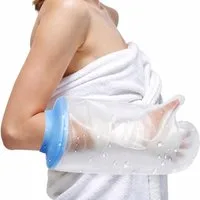 COOL-i ® Protektorenjacke Duschschutz für Arm & Bein, Beine mit Antirutschpads, Wasserdichte Schutzhülle ohne Ring, Wiederverwendbare