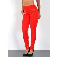 ESRA Stretch-Hose Sehr enge Damen Treggings Hose Gummi-Bund Stretch Hose J189 Damen High Waist Skinny Hose mit elastischem Bund Treggings Hose
