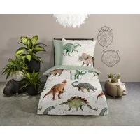 PURE luxury collection Kinderbettwäsche Jura, Microfaser, 2 teilig, Mikrofaser, 135x200, 2 Teilig, Wendeoptik, Kind, Junge, Dino