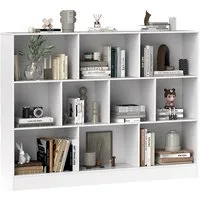 COSTWAY Bücherregal, Standregal, 3 Ebenen, 10 Fächer, bis 70kg, 140x24x104cm