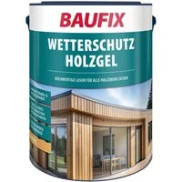 Baufix Holzschutzlasur Wetterschutz-Holzgel seidenglänzend, 5 Liter für ca. 50 m², für Zäune, Pergolen, Holztore, Ställe, Scheunen & Verschalungen