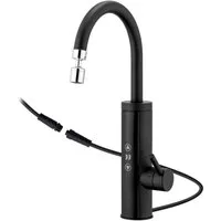 HOMELODY Küchenarmatur mit Durchlauferhitzer, Wasserhahn 360° drehbar,3-Stufen Touchregelung spültischarmatur küche,Elektrische Durchlauferhitzer,Schwarz