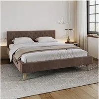 FDM Polsterbett ZUZA modern MADE IN EU - mit hochwertigem Velours Bezug (verfügbar 120x200 140x200 160x200 180x200cm, Bettrahmen, Bett, mit großen gepolsterten Kopfteil, ohne Matratze, Lattenrost aus Holz), ohne Matratze, Lattenrost aus Holz