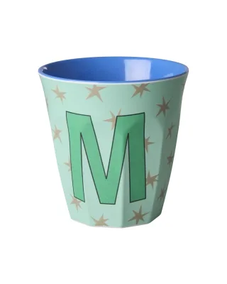 Rice Melamin Becher Buchstabe M/Stars/Grün 250ml