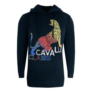 Cavalli Class – Kapuzenpullover mit Tiger-Logo in Marineblau