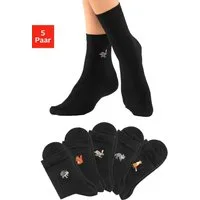 H.I.S Socken Lustige Damensocken, Kindersocken mit Stickerei Motiven (Packung, 5-Paar) mit hochwertiger Stickerei, Baumwollsocken