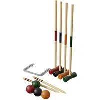 Carromco Spielzeug-Gartenset Krocket Spiel Basic-XM für 4 Spieler, (Set, 4-tlg., 4x Schläger, 4x Bälle), ganz aus Holz