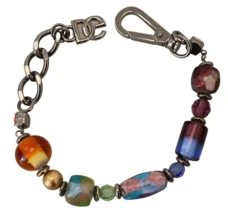 mehrfarbige Silberkette mit Messingperlen und Karabinerschließe Armband