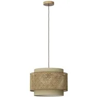 Vicco Pendelleuchte Morten, Rattan/Creme, 45 x 31 cm