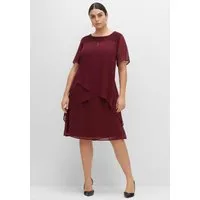 Sheego Etuikleid Abendkleid Kurzarm mit asymetrischen Volants
