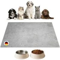 cover-your-desk.de Napfunterlage für Hunde & Katzen „Betonoptik hell“ - aus Premium-Vinyl, 1-St., rutschhemmend, abwaschbar, reißfest, Made in Germany