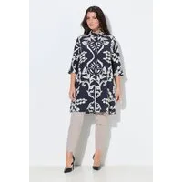 Ulla Popken Longbluse Longbluse Lyocell A-Linie Hemdkragen 3/4-Arm
