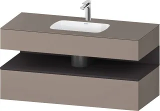 Duravit Qatego Einbauwaschtisch mit Konsolenwaschtischunterbau Basalt Matt 1200x550x600 mm - QA47870 QA4787080430000