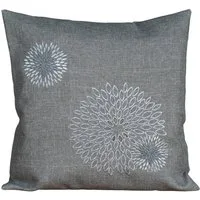 heimtexland Tischdecke Deko Tischwäsche Kissen Serie Pusteblume bestickt (Typ887 1-tlg), Kissenhülle 40x40 I natürlich edle Leinen-Optik I grau
