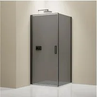 Bernstein Eckdusche NT416 80x80 cm Schwarz Grau, BxT: 80x80 cm, ESG Sicherheitsglas 8mm, Eckdusche Drehtür 80x80 Hebe-Senk 8mm Nano Schwarz Graues Glas