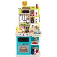 COSTWAY Spielküche PP, mit 54 Zubehör, Spielküche mit Licht, Sound & Dampf