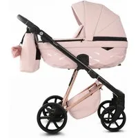 Knirpsenland Kombi-Kinderwagen Milano 2in1 Luxus 3D Wanne, Sportsitz, Wickeltasche, viel Zubehör, (Spar-Set), hohe Sicherheit durch One-Klick System der Kinderwagenaufsätze