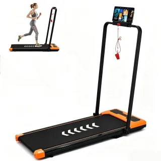 [EU Direct] Bominfit 2-in-1 Folding Treadmill with Handlebar, 500W Brushless Motor Walking Pad, 1-8km/h Speed, 6cm Manua