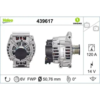Valeo Lichtmaschine 120A Citroen Mini Peugeot 439617