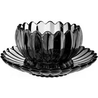 Sunay Dessertschale mit Unterteller, 12-teiliges Glasschalenset - Lotus Design, (12-tlg), Elegantes Design