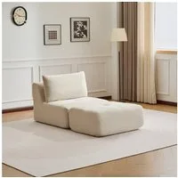 Leawin Sofa Gemütlicher Lounge Sessel mit Hocker, Cordstoff, ohne Montage, Mit Schaumstoff gepolstert, bequem für Wohn- & Schlafzimmer