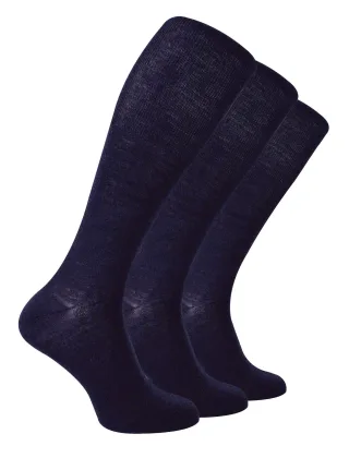 Steven - 3 Paar Multipack Herren Kniestrümpfe aus Merinowolle - Navy