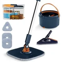 COSTWAY Wischmopp, 4L, mit Wringer, 360° Drehkopf & 3 Mikrofasertüchern