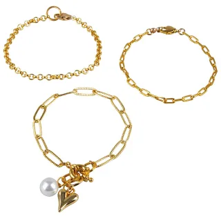 Bastelpackung 3 Armbänder oder 1 Kette, gold
