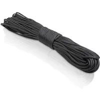 Kletterseil Paracord 550 schwarz – 550 Paracord aus 7 Strängen, 31 Meter Parachute Cord mit extrem robustem Seilmantel