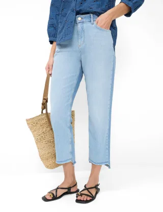 Brax Damen Five-Pocket-Hose Style MADISON S TWO TONES BRIGHT SEA, denim hellblau, Gr. 34