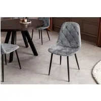 riess-ambiente Esszimmerstuhl GLAMM grau/schwarz - Chenille Cremona, Metallbeine, Rauten-Steppung (Set, 2 St), ideal für Küche, Ess-, Wohn- und Arbeitszimmer oder Home Office