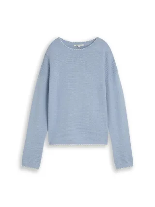 Denim Tom Tailor - Relaxed Fit Strickpullover foggy sky blue - Gr. - M