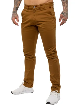 Enzo | Herren Slim Fit Stretch Chino Jeans - Braun