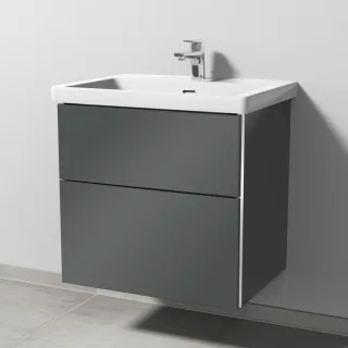 Sanipa 3way Waschtischunterbau zu Villeroy & Boch Subway 3.0 Waschtisch mit 2 Auszügen, Anthrazit-Gl BS84779